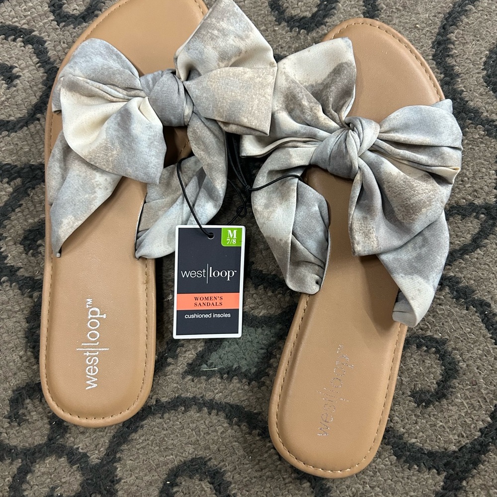 West Loop Women's Sandals with Bow - Tan and Cream